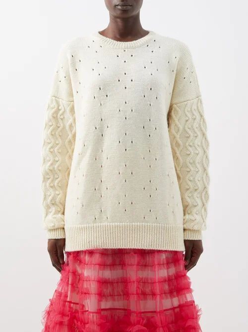 Ainsley Wool Aran-knit Sweater - Womens - Cream