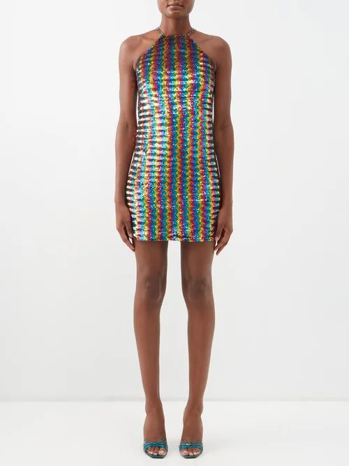 Prism Sequinned Halterneck Mini Dress - Womens - Multi