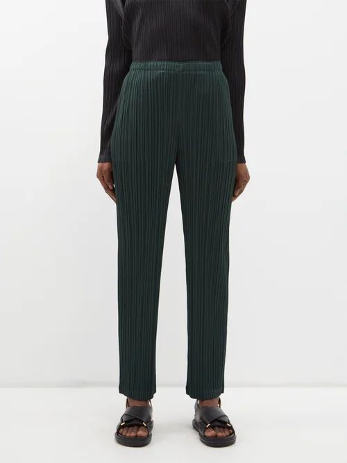 Technical-pleated Trousers - Womens - Dark Green