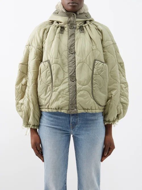Reversible Parachute Quilted Jacket - Womens - Green White