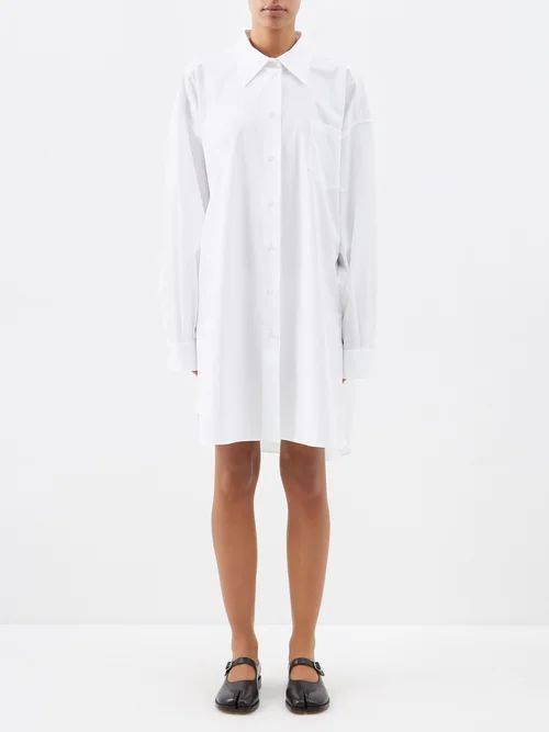 Oversized Cotton-poplin Shirt Dress - Womens - White