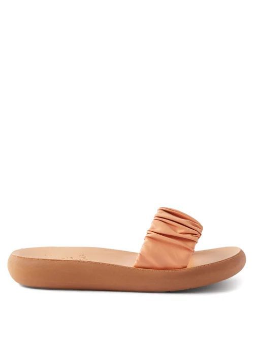 Scrunchie Taygete Leather Sandals - Womens - Orange