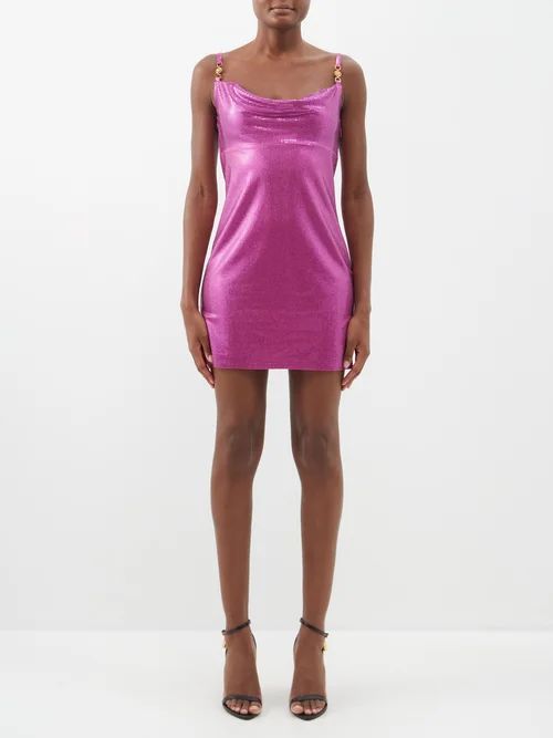 Metal Mesh Paillette-embellished Jersey Mini Dress - Womens - Pink