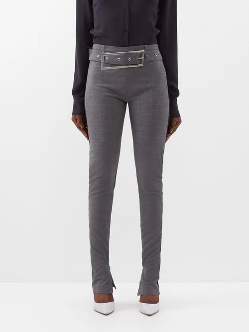 Alecto Dual-tone Slim-leg Trousers - Womens - Dark Grey