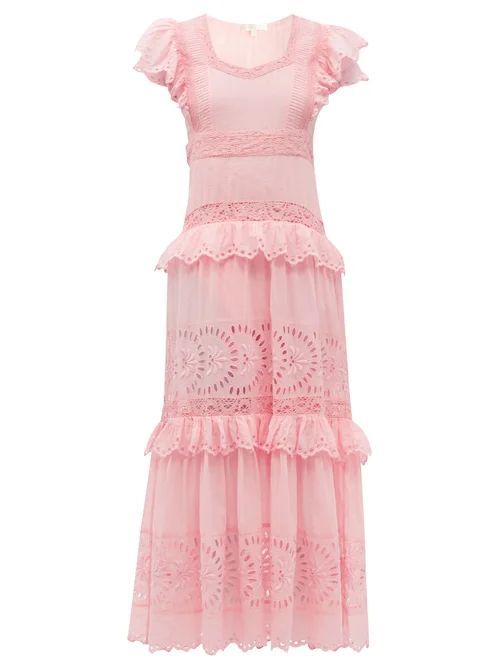 Rinny Tiered Cotton Maxi Dress - Womens - Light Pink