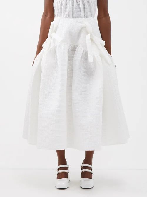 Justice Panelled Recycled-taffeta Midi Skirt - Womens - White