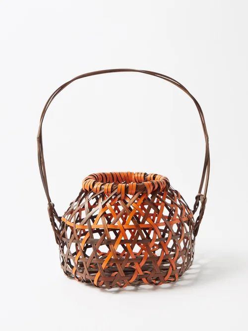 X Salone Del Mobile Leather-trim Bamboo Basket Bag - Womens - Tan Multi