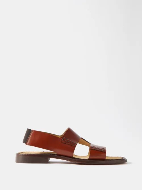 Llaut Cutout Leather Sandals - Womens - Brown