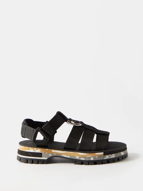 Nikie Recycled-fibred Caged Sandals - Womens - Black