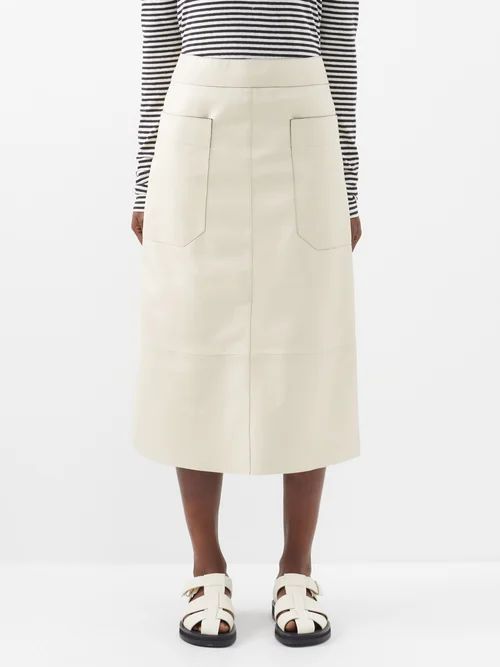 Blomfield Patch-pocket Leather Skirt - Womens - Beige