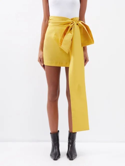 Bernard Bow-waist Taffeta Mini Skirt - Womens - Yellow