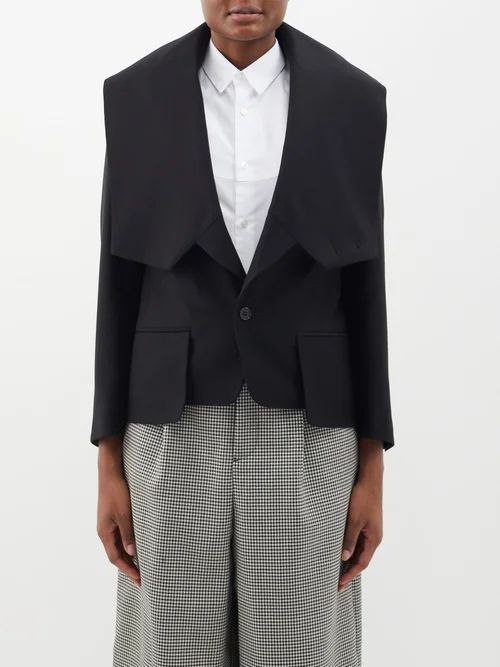 Deconstructed Double-breasted Wool-blend Jacket - Womens - Black
