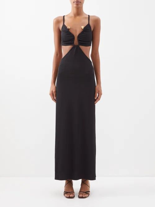 Crystal Cutout Maxi Dress - Womens - Black