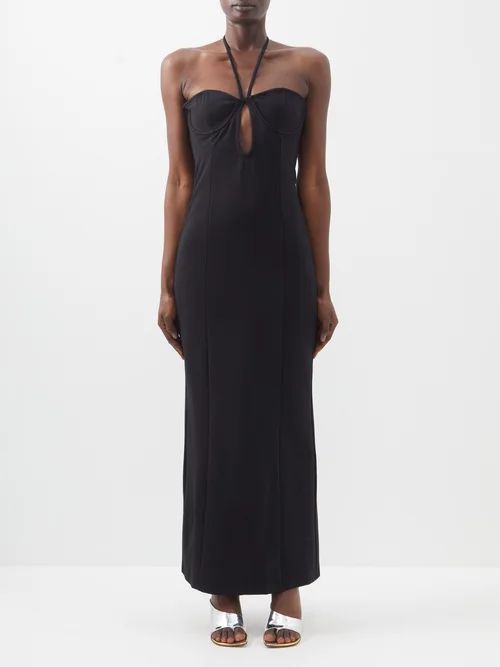 Bardot Halterneck Jersey Midi Dress - Womens - Black