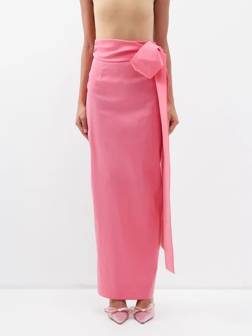 Bernard Bow-waist Taffeta Maxi Skirt - Womens - Mid Pink