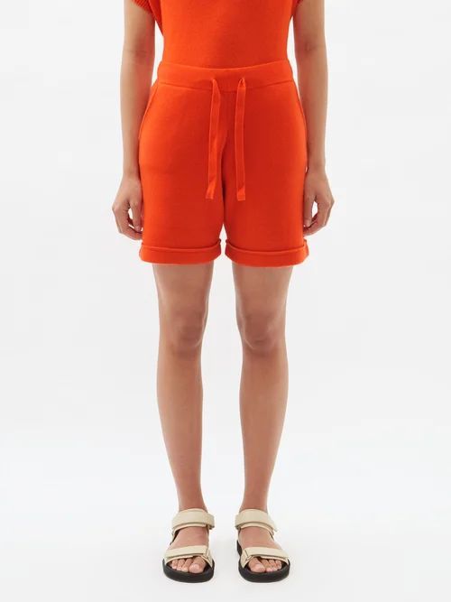 Drawstring Cashmere Shorts - Womens - Orange