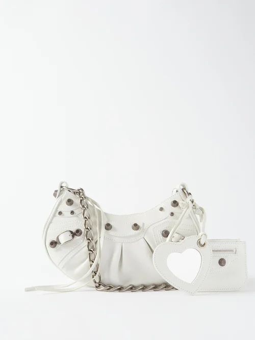 Le Cagole Xs Studded Leather Shoulder Bag - Womens - White