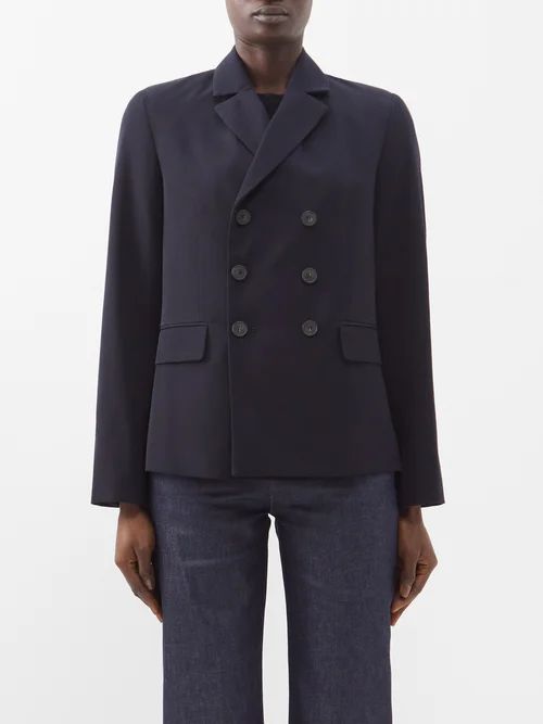 Sally Double-breasted Wool-blend Jacket - Womens - Dark Navy