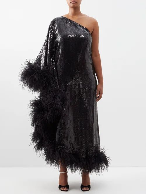 Disco One-shoulder Sequinned-jersey Gown - Womens - Black