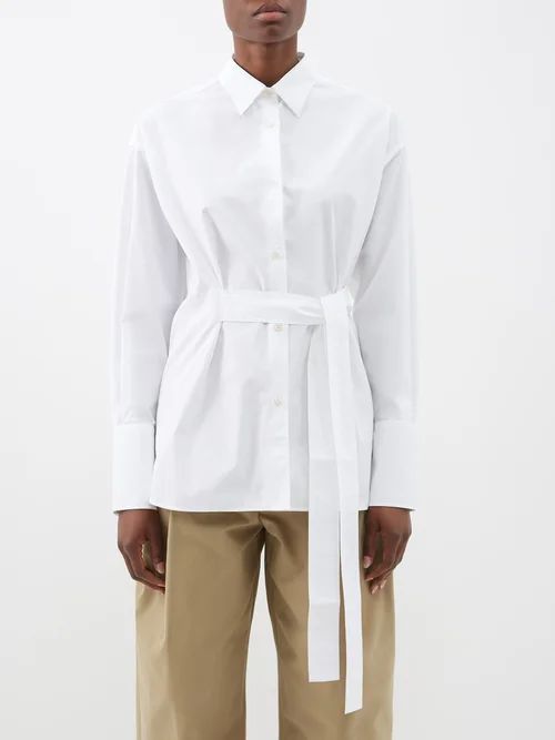 Condell Tie-waist Cotton-poplin Shirt - Womens - White