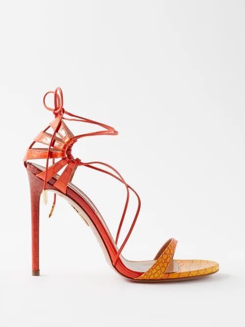Bellissima 105 Croc-effect Leather Sandals - Womens - Orange