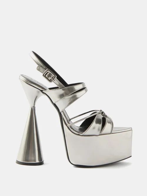 Belle 150 Leather Platform Sandals - Womens - Silver