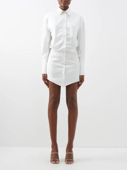 Silvye Satin Mini Shirt Dress - Womens - White