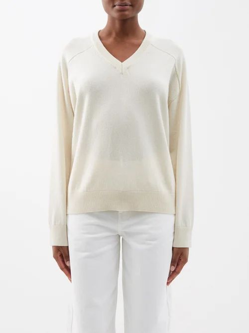 Gregory V-neck Recycled-cashmere Sweater - Womens - Cream