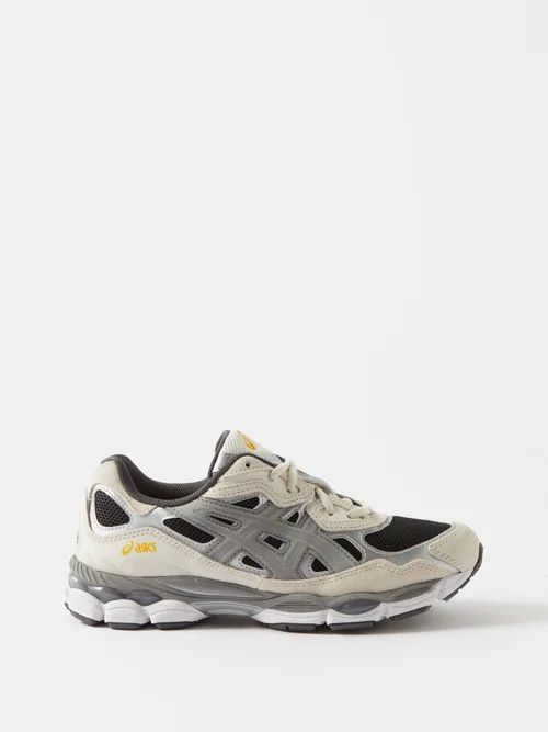 Gel-nyc Mesh And Faux-suede Trainers - Womens - Cream Silver