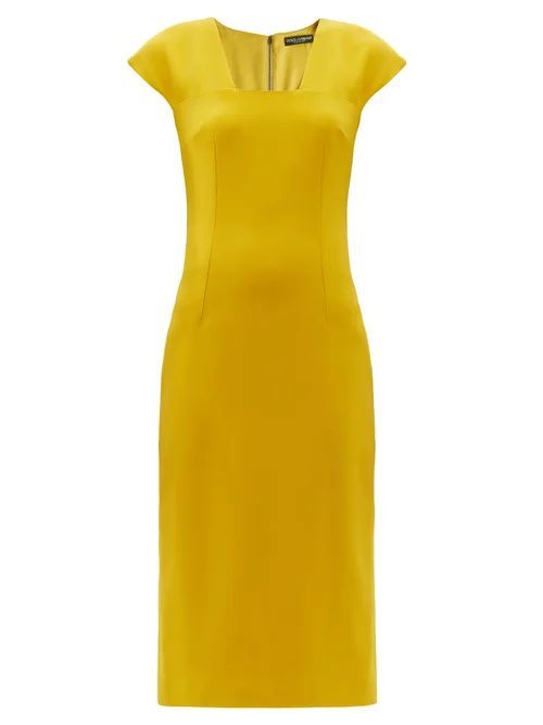 Tailored Cady Pencil Dress - Womens - Yellow