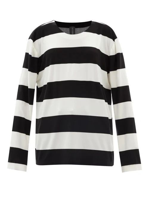 Striped Jersey Long-sleeved T-shirt - Womens - Black Stripe