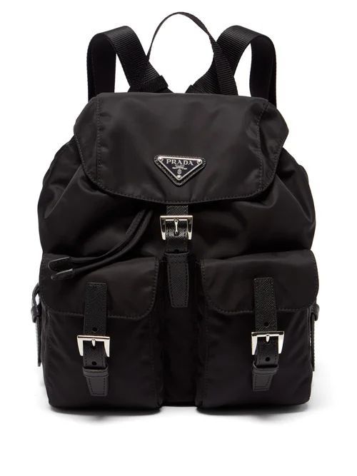 Vela Saffiano Leather-trim Re-nylon Backpack - Womens - Black