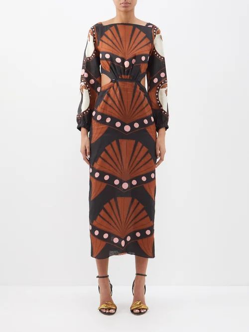 Confianza Colectiva Cutout Linen Dress - Womens - Brown Black