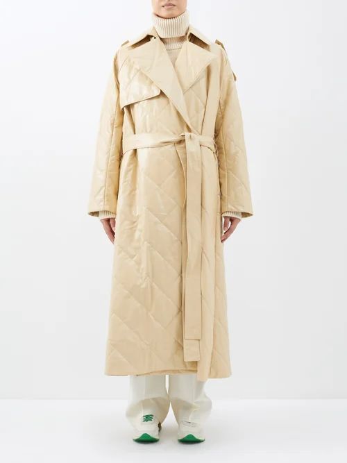 Agathon Quilted-leather Trench Coat - Womens - Beige