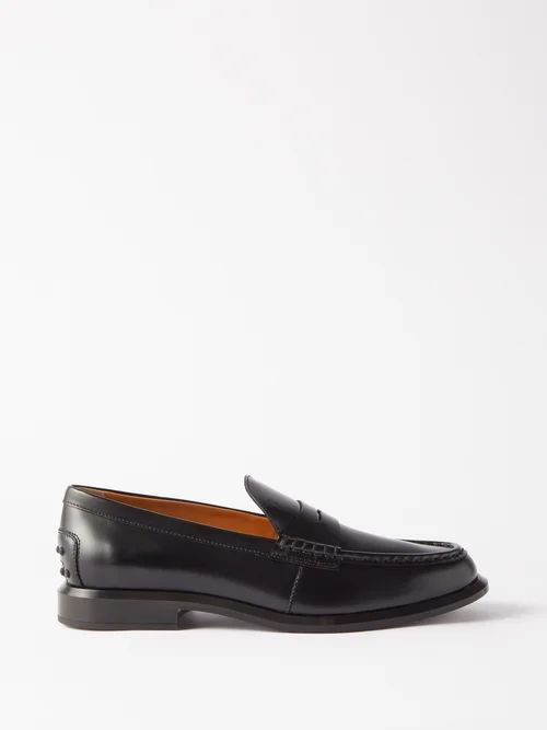 Leather Penny Loafers - Womens - Black