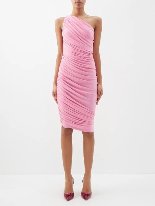 Diana One-shoulder Ruched Jersey Dress - Womens - Pink
