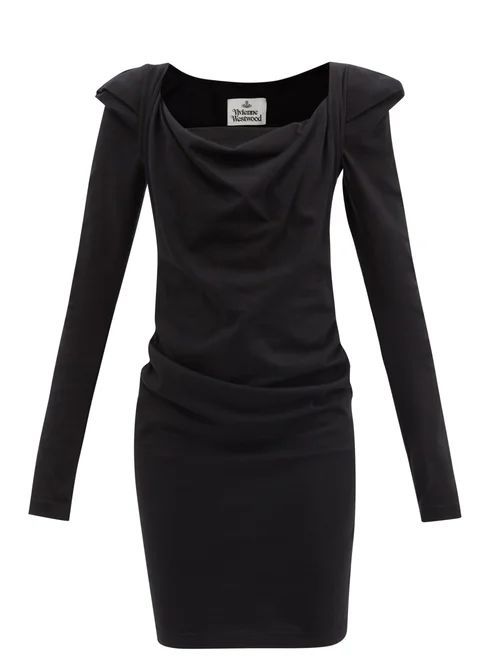 Elizabeth Cowl-neck Cotton-jersey Dress - Womens - Black