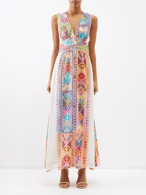 Lea Embroidered-silk Maxi Dress - Womens - Multi