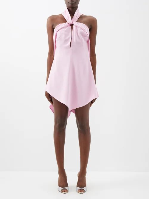 Becky Halterneck Cutout Crepe Mini Dress - Womens - Light Pink