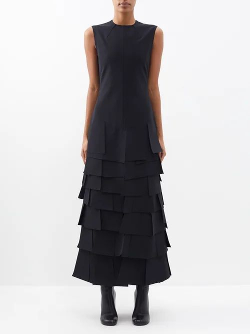 Cutout Panelled Crepe Dress - Womens - Black