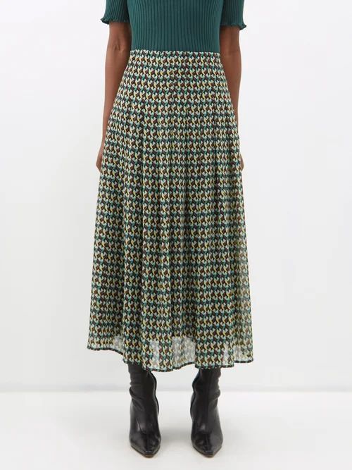Zinnia Pleated Recycled-fibre Maxi Skirt - Womens - Multi