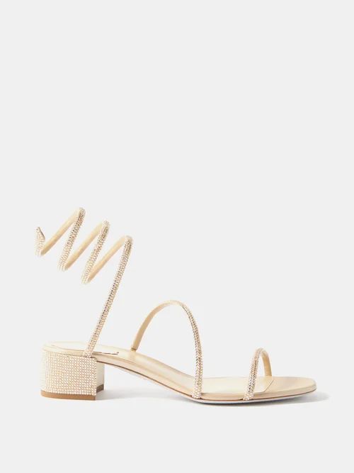 Cleo 35 Crystal-embellished Satin Sandals - Womens - Gold