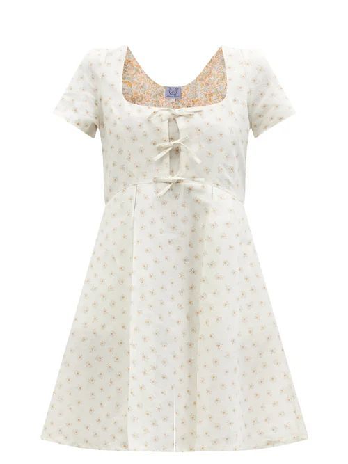 Wilfried Dot-print Cotton-blend Voile Mini Dress - Womens - White Print
