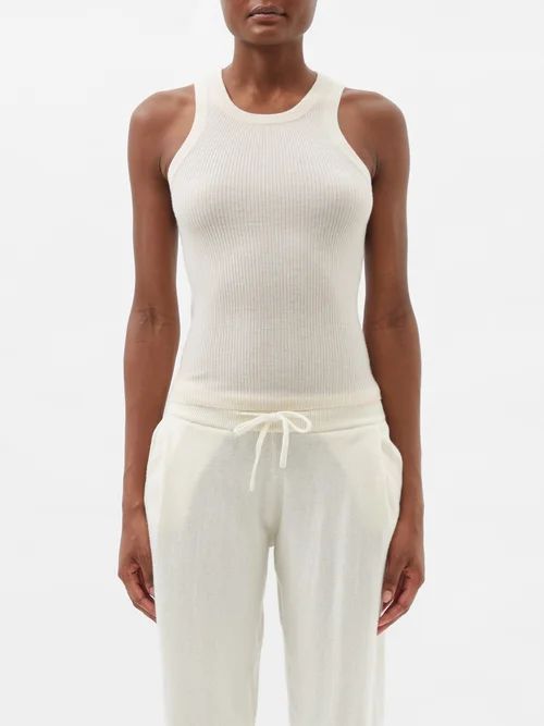 Addison Ribbed Cashmere Tank Top - Womens - White