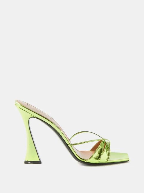 Lust Square-toe Metallic-leather Mules - Womens - Green