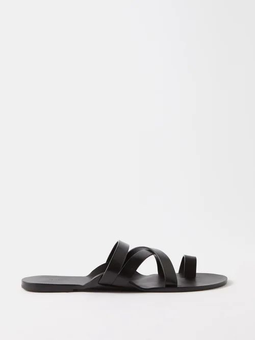 Kris Crossover Leather Sandals - Womens - Black