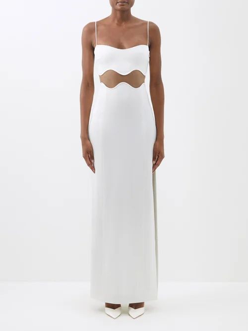 Isola Wave-cutout Jersey Maxi Dress - Womens - White