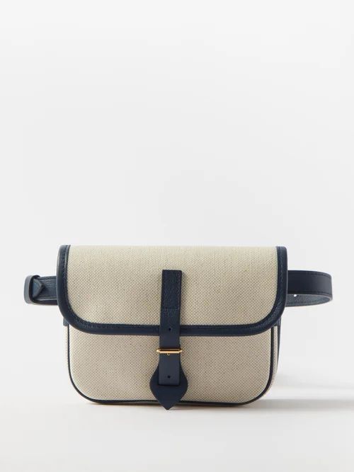 No. 25 Canvas And Leather Belt Bag - Womens - Navy Multi