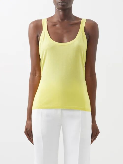 Lother Cashmere-blend Tank Top - Womens - Yellow Neon