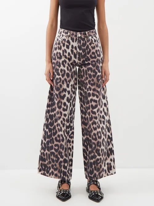 Twisted-seam Leopard-print Organic Wide-leg Jeans - Womens - Leopard